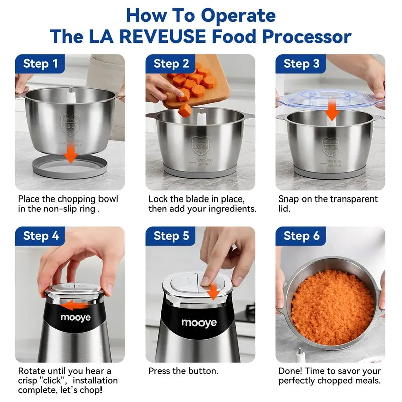 Vevona Home 3-Bowl Multifunctional Food Processor
