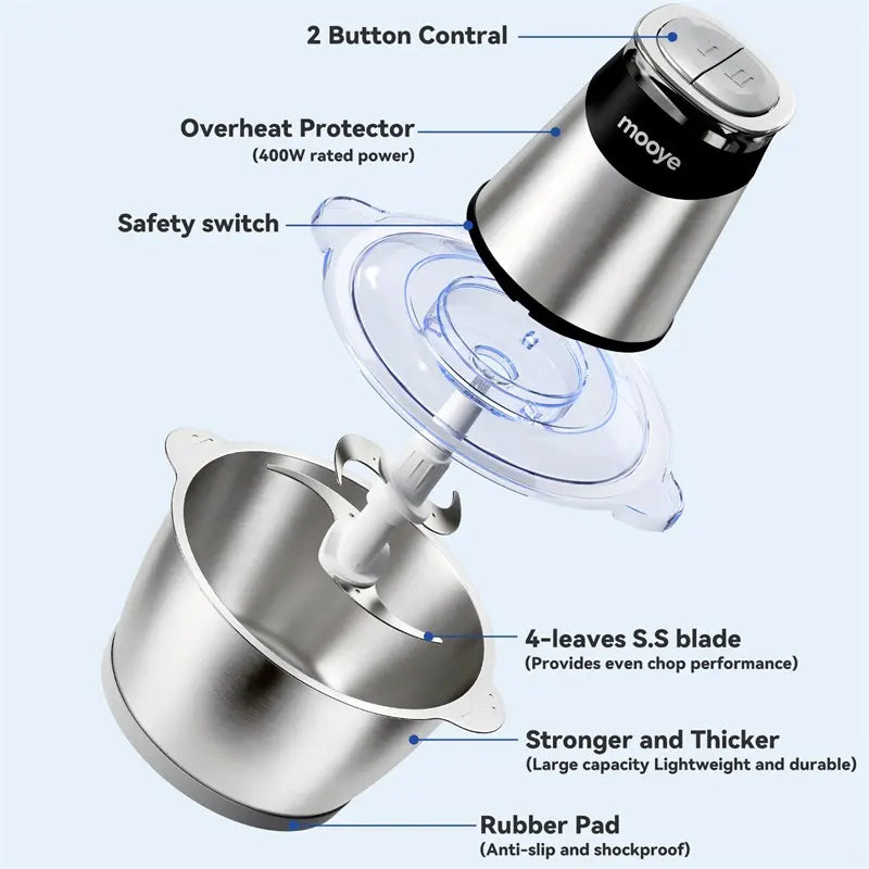 Vevona Home 3-Bowl Multifunctional Food Processor
